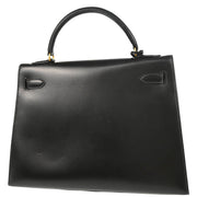 Hermes 1994 Black Box Calf Kelly 32 Sellier Handbag