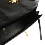 Hermes 1994 Black Box Calf Kelly 32 Sellier Handbag