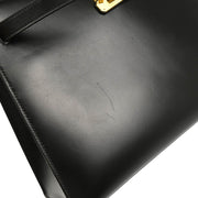Hermes 1994 Black Box Calf Kelly 32 Sellier Handbag