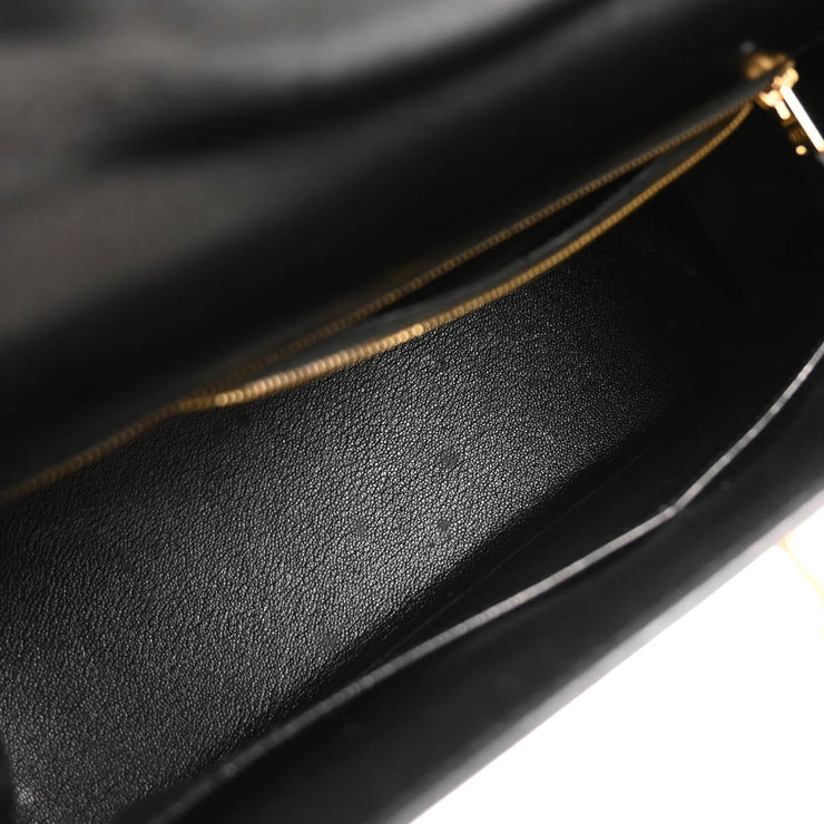 Hermes 1994 Black Box Calf Kelly 32 Sellier Handbag