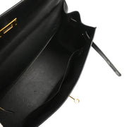 Hermes Black Box Calf Kelly 32 Sellier 2way Shoulder Handbag