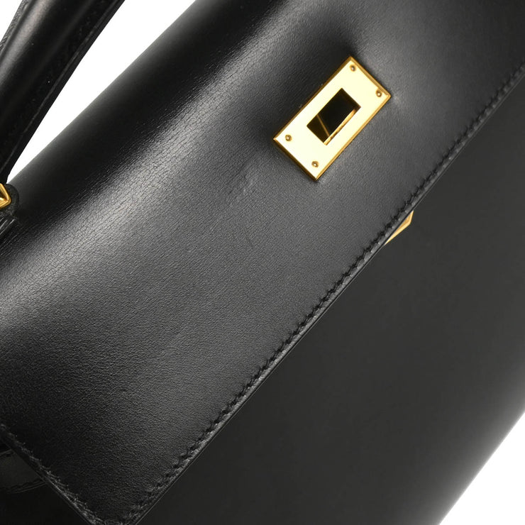 Hermes Black Box Calf Kelly 32 Sellier 2way Shoulder Handbag