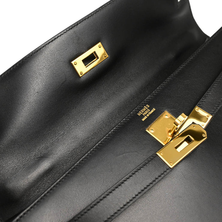 Hermes Black Box Calf Kelly 32 Sellier 2way Shoulder Handbag