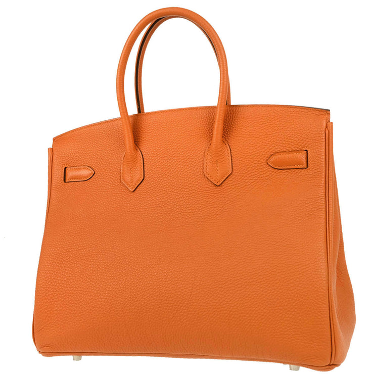 Hermes 2009 Orange Togo Birkin 35 Handbag