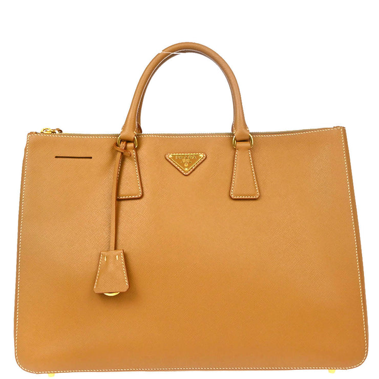 Prada Beige Leather Galleria Tote Handbag