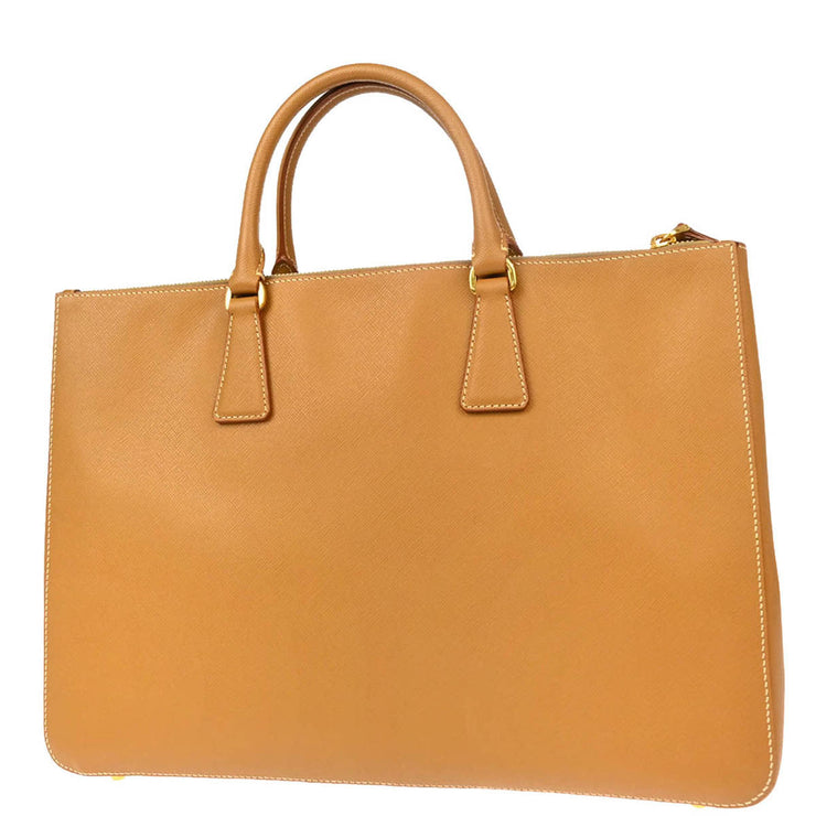 Prada Beige Leather Galleria Tote Handbag
