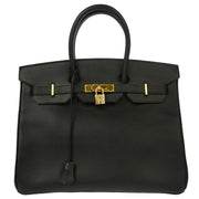 Hermes 2000 Black Ardennes Birkin 35 Handbag