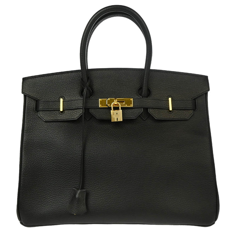 Hermes 2000 Black Ardennes Birkin 35 Handbag