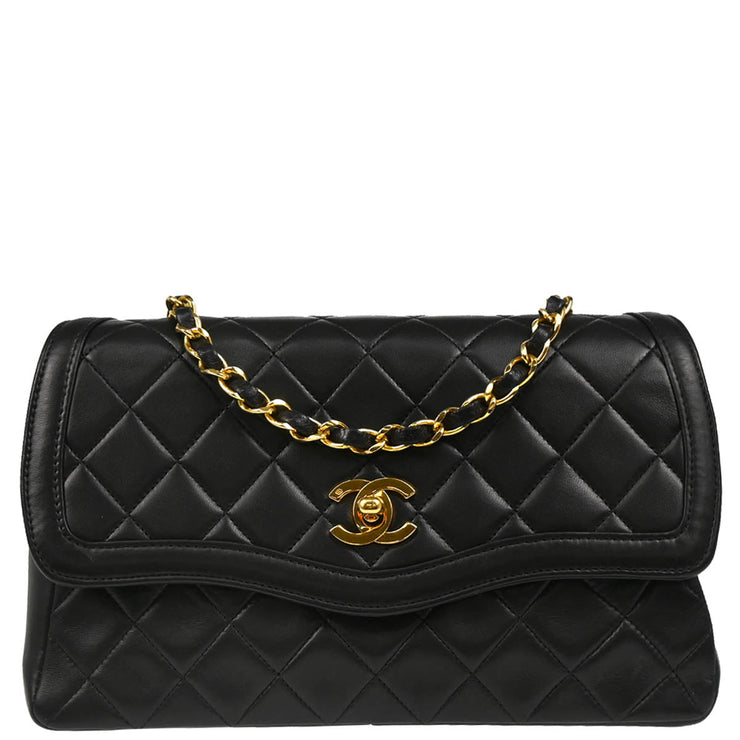 Chanel 1989-1991 Black Lambskin Shoulder Bag
