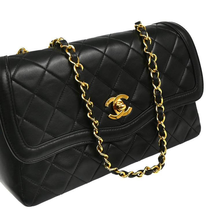 Chanel 1989-1991 Black Lambskin Shoulder Bag