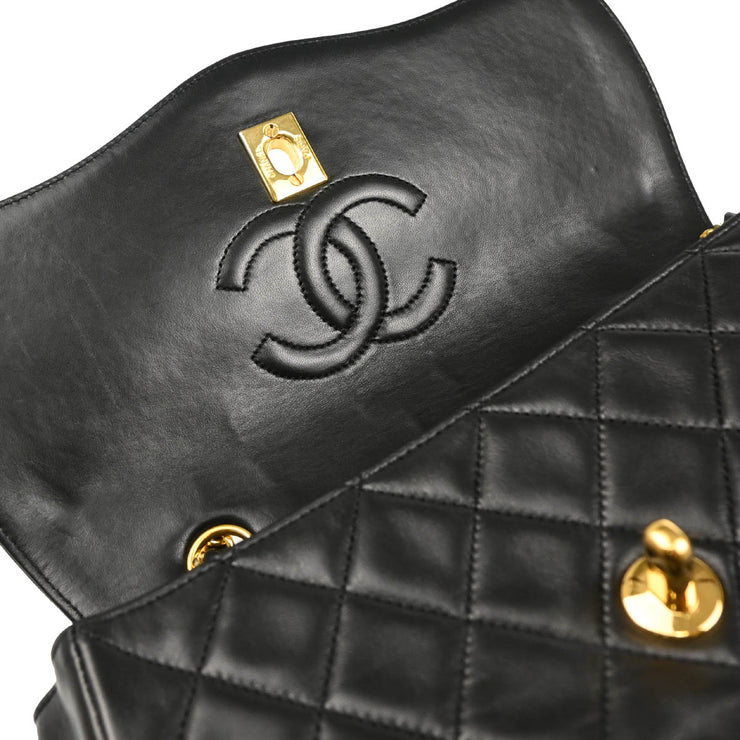 Chanel 1989-1991 Black Lambskin Shoulder Bag