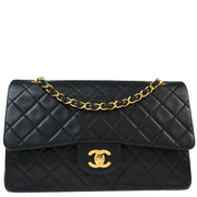 Chanel 1994-1996 Black Lambskin Medium Classic Double Flap Shoulder Bag
