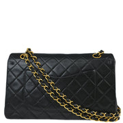 Chanel 1994-1996 Black Lambskin Medium Classic Double Flap Shoulder Bag