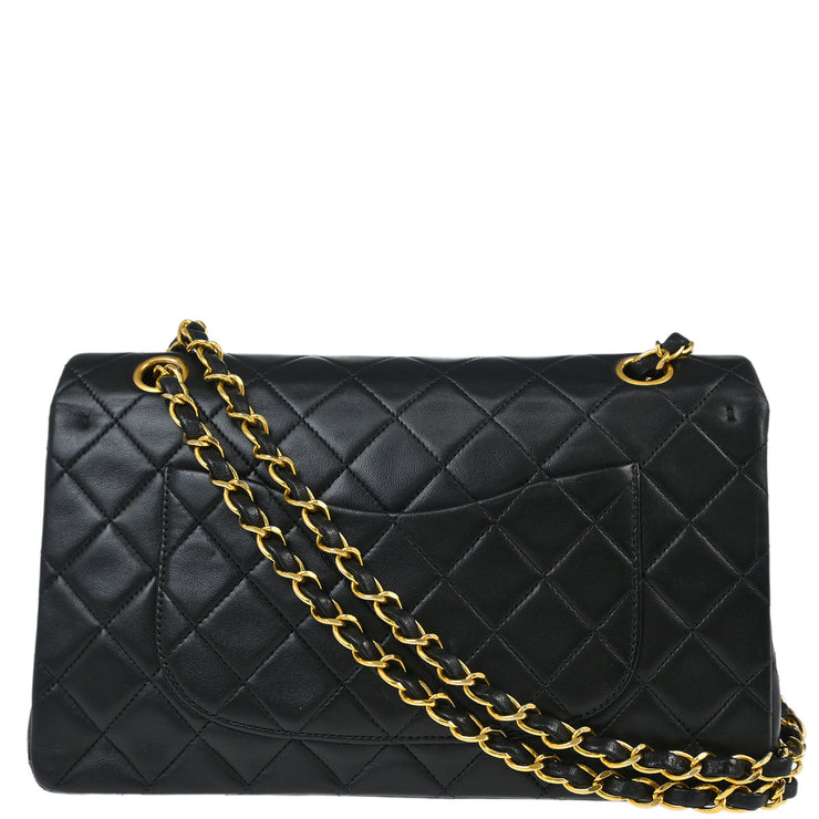 Chanel 1994-1996 Black Lambskin Medium Classic Double Flap Shoulder Bag