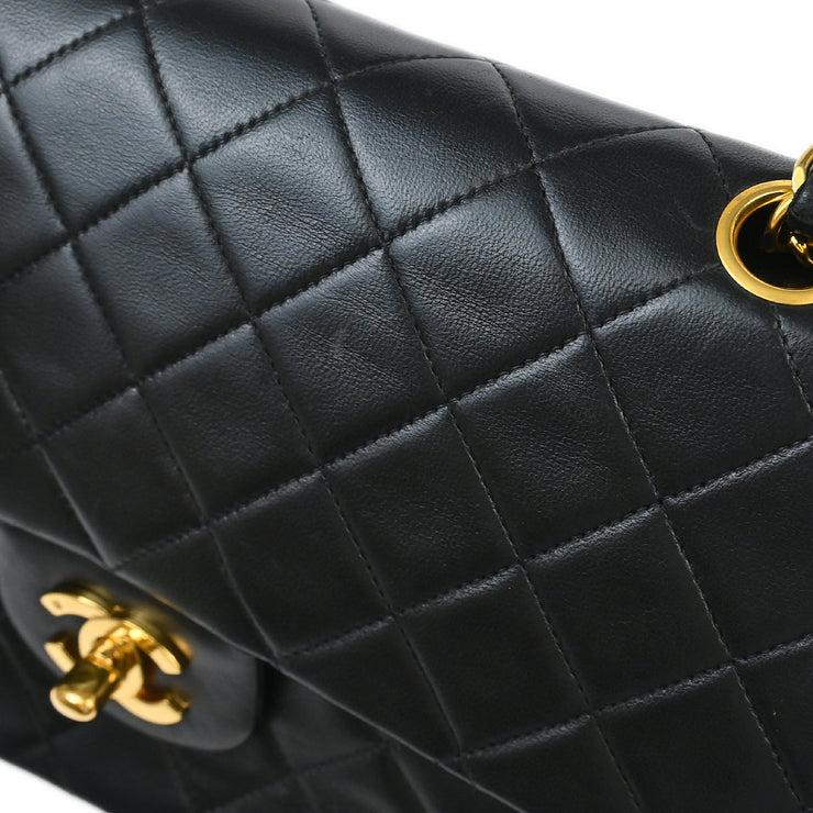 Chanel 1994-1996 Black Lambskin Medium Classic Double Flap Shoulder Bag