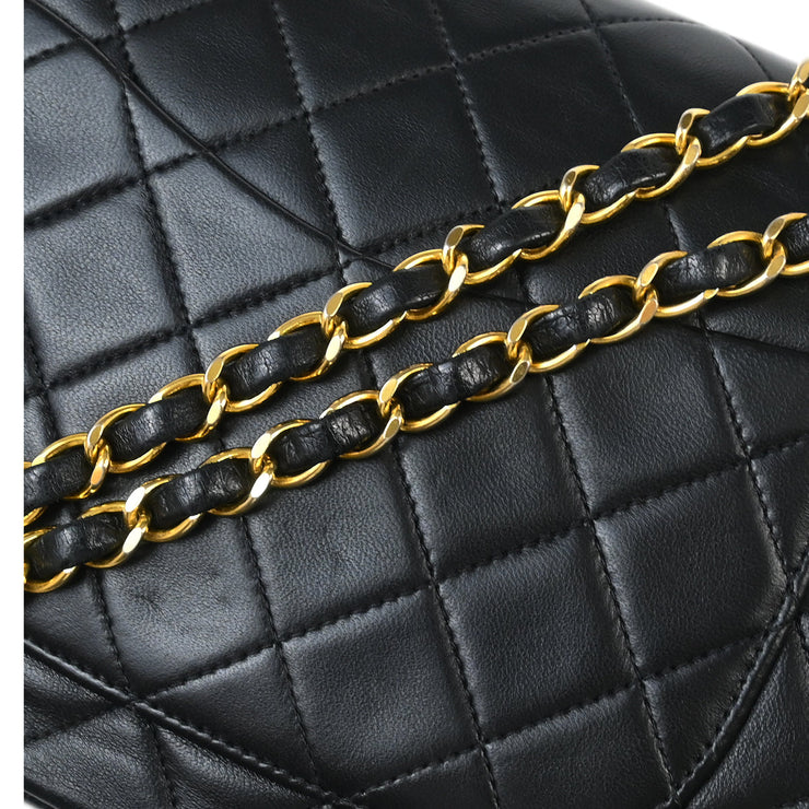 Chanel 1994-1996 Black Lambskin Medium Classic Double Flap Shoulder Bag