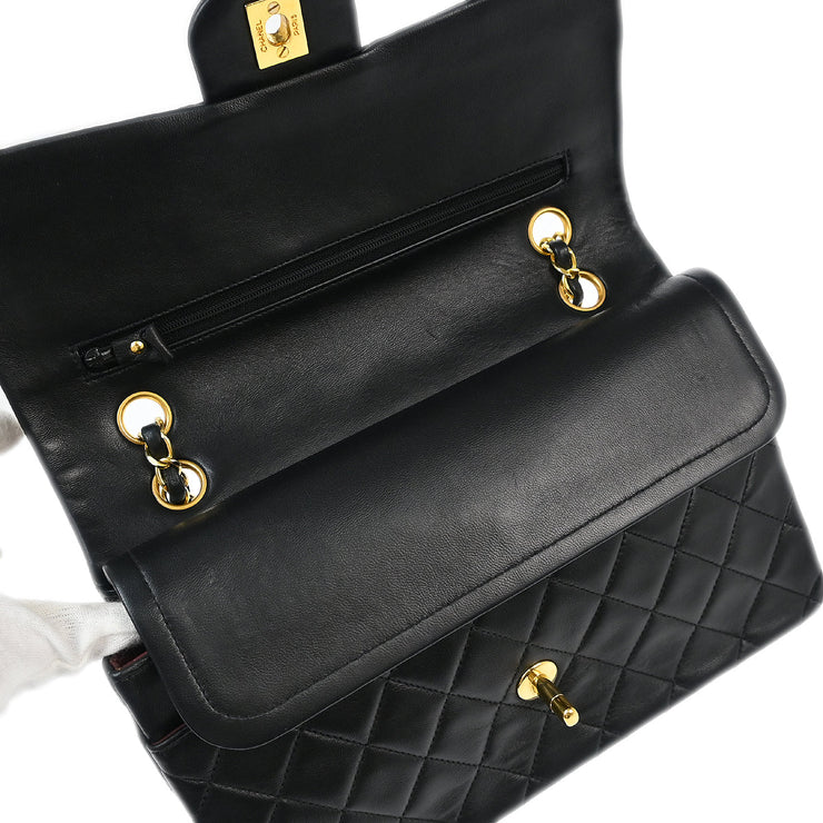 Chanel 1994-1996 Black Lambskin Medium Classic Double Flap Shoulder Bag