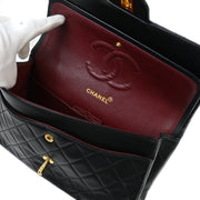 Chanel 1994-1996 Black Lambskin Medium Classic Double Flap Shoulder Bag