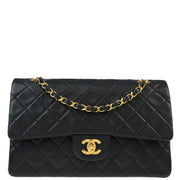 Chanel 2008-2009 Black Lambskin Medium Classic Double Flap Shoulder Bag