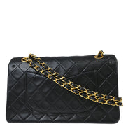 Chanel 2008-2009 Black Lambskin Medium Classic Double Flap Shoulder Bag