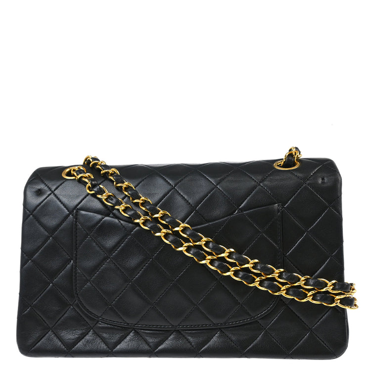 Chanel 2008-2009 Black Lambskin Medium Classic Double Flap Shoulder Bag