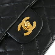 Chanel 2008-2009 Black Lambskin Medium Classic Double Flap Shoulder Bag
