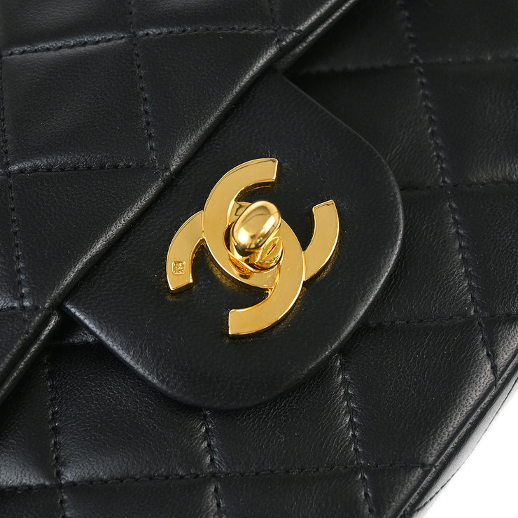 Chanel 2008-2009 Black Lambskin Medium Classic Double Flap Shoulder Bag