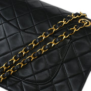 Chanel 2008-2009 Black Lambskin Medium Classic Double Flap Shoulder Bag