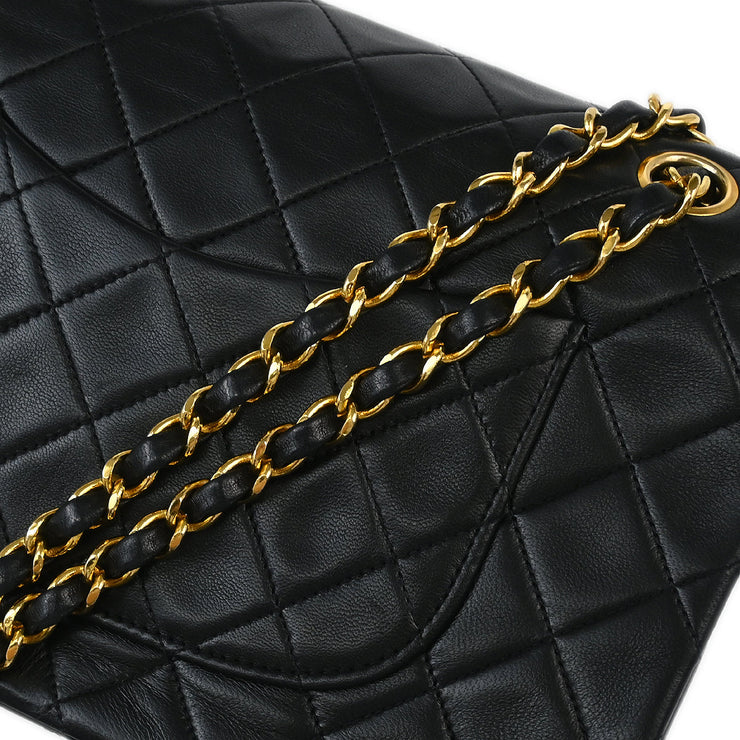 Chanel 2008-2009 Black Lambskin Medium Classic Double Flap Shoulder Bag