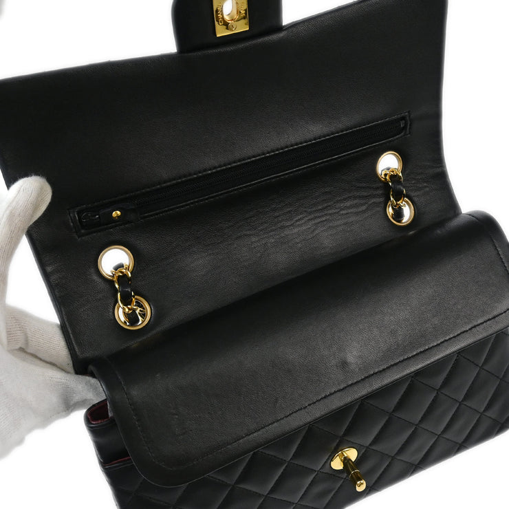 Chanel 2008-2009 Black Lambskin Medium Classic Double Flap Shoulder Bag