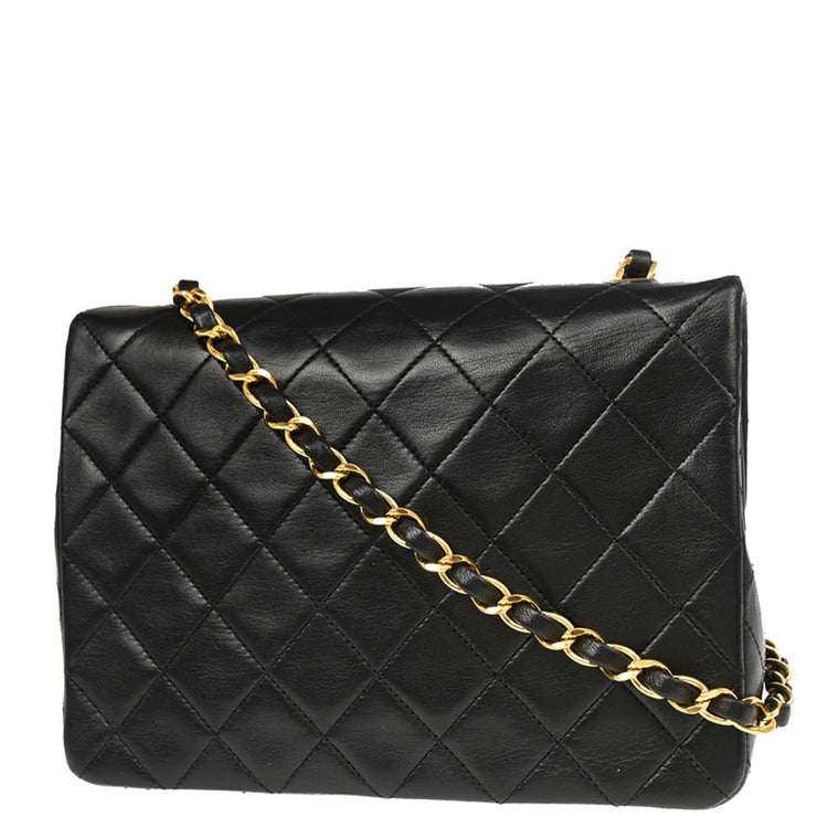 Chanel Black Lambskin Classic Square Flap Shoulder Bag 20