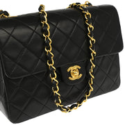 Chanel Black Lambskin Classic Square Flap Shoulder Bag 20