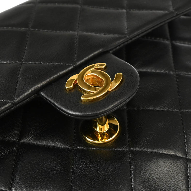 Chanel Black Lambskin Classic Square Flap Shoulder Bag 20