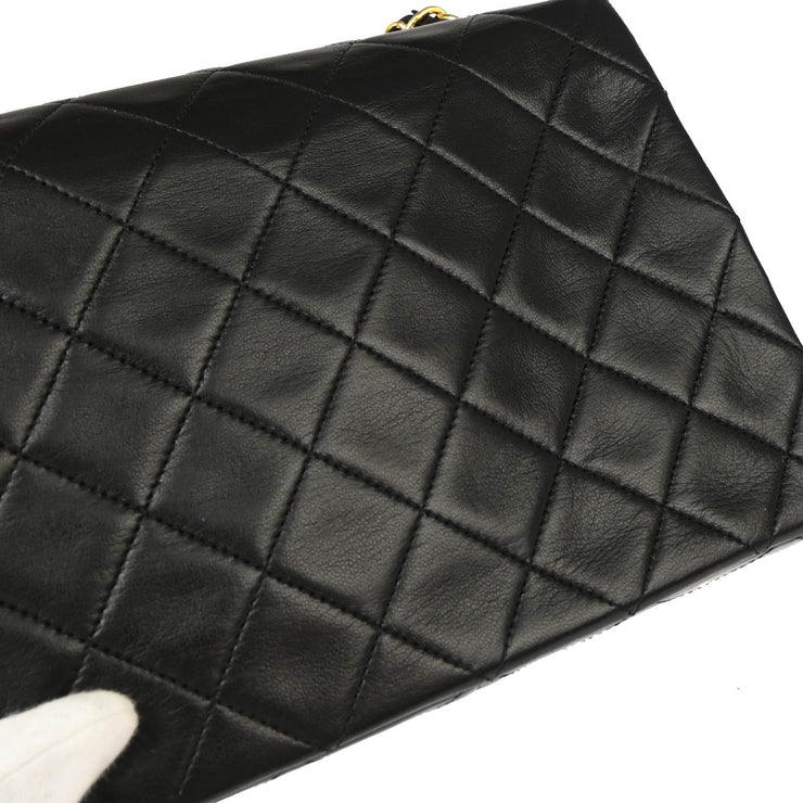 Chanel Black Lambskin Classic Square Flap Shoulder Bag 20