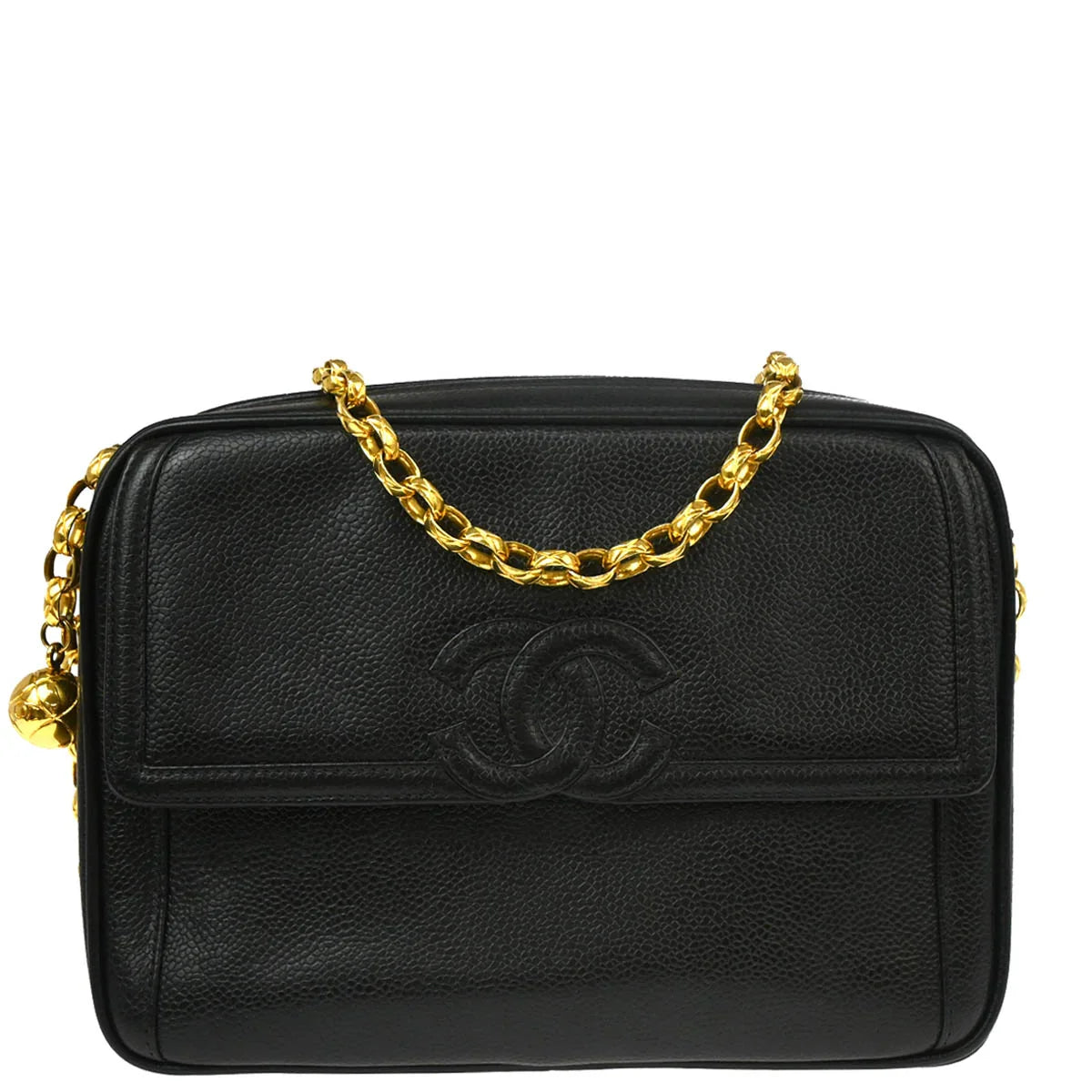 Chanel 1991-1994 Black Caviar Camera Bag Small