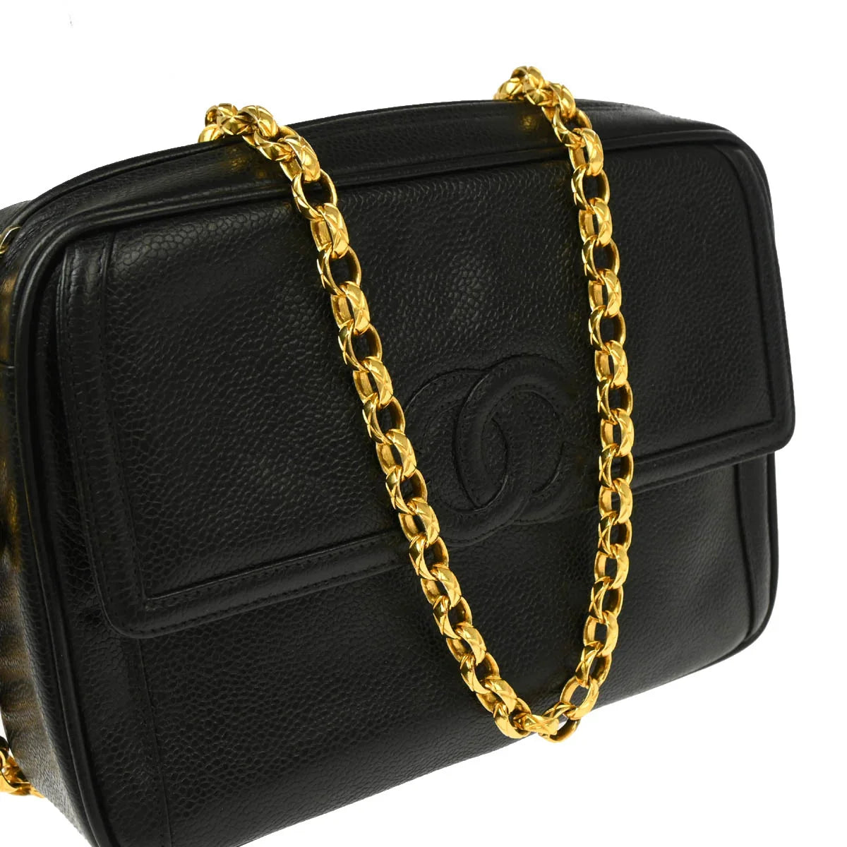 Chanel 1991-1994 Black Caviar Camera Bag Small