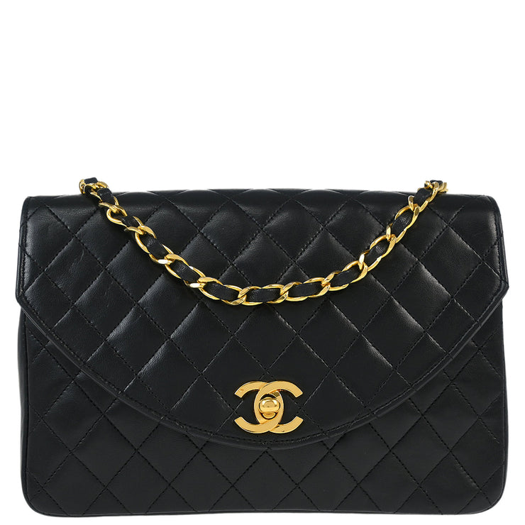 Chanel Black Lambskin Single Flap Shoulder Bag