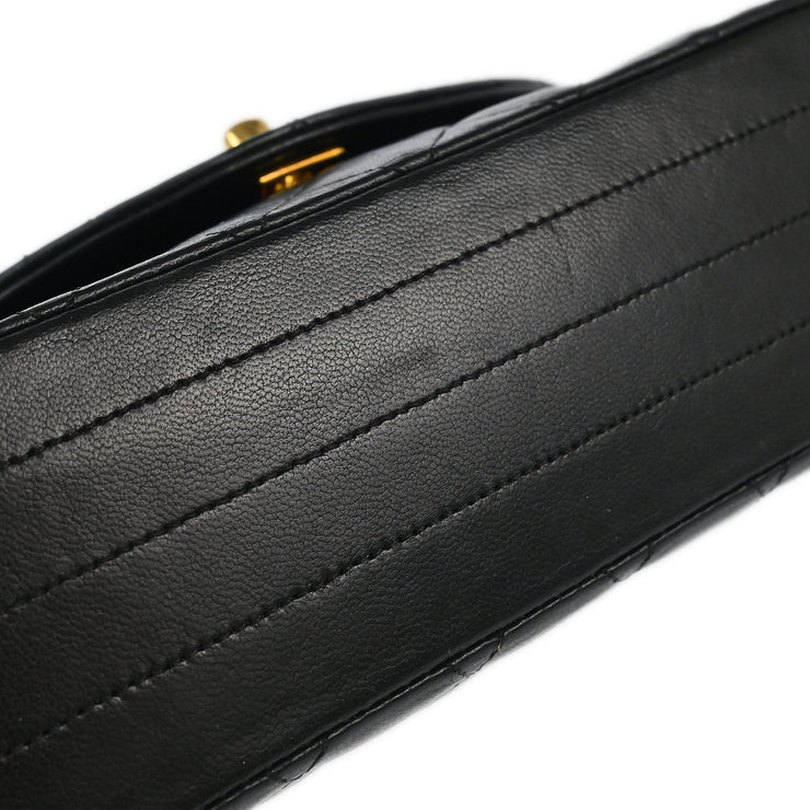 Chanel Black Lambskin Single Flap Shoulder Bag