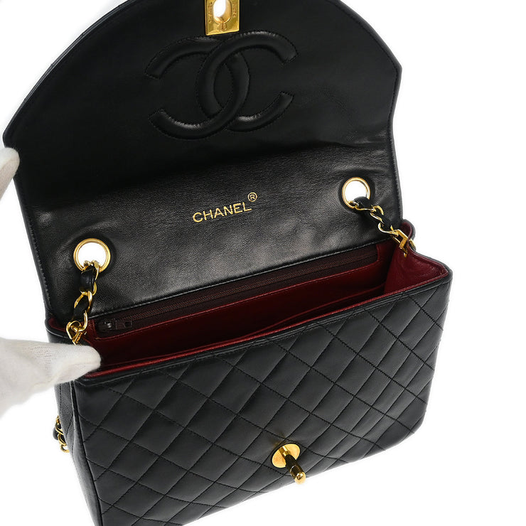 Chanel Black Lambskin Single Flap Shoulder Bag
