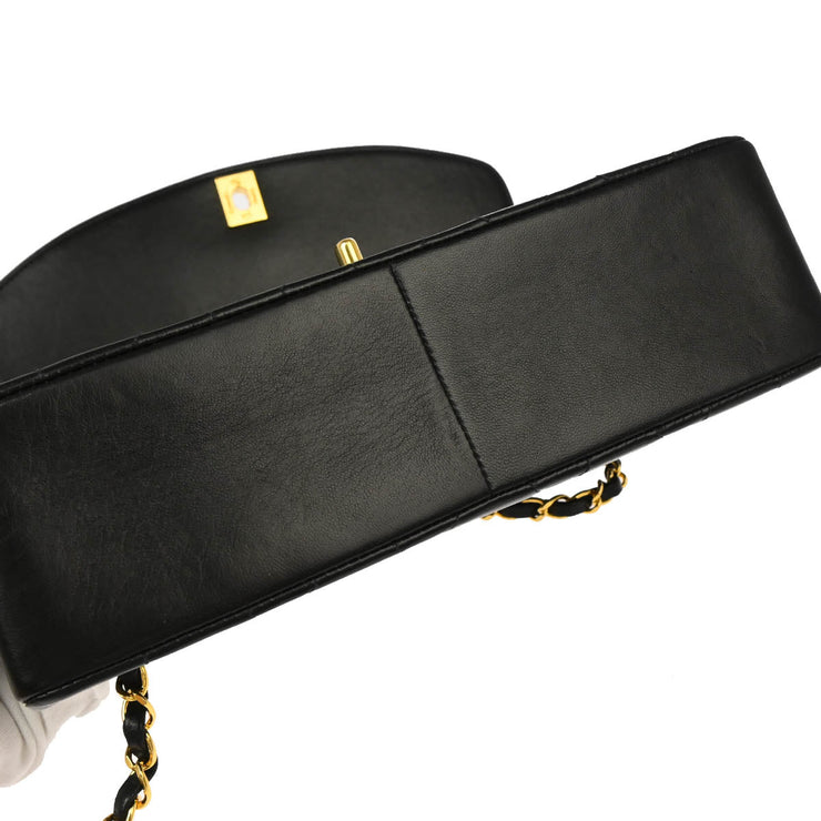 Chanel 1991-1994 Black Lambskin Medium Diana Shoulder Bag