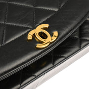 Chanel 1991-1994 Black Lambskin Medium Diana Shoulder Bag