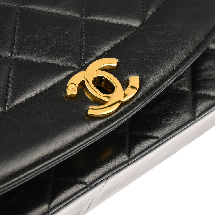 Chanel 1991-1994 Black Lambskin Medium Diana Shoulder Bag