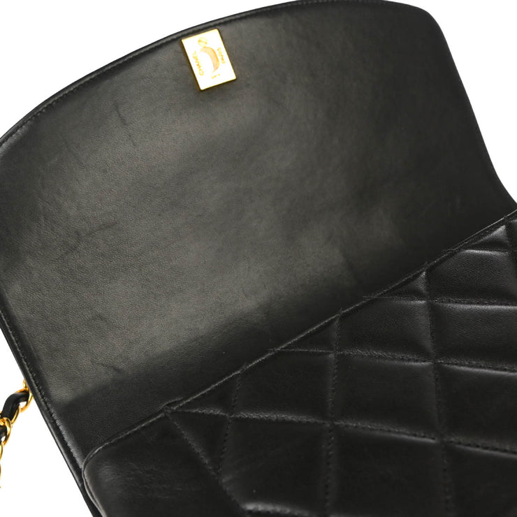Chanel 1991-1994 Black Lambskin Medium Diana Shoulder Bag