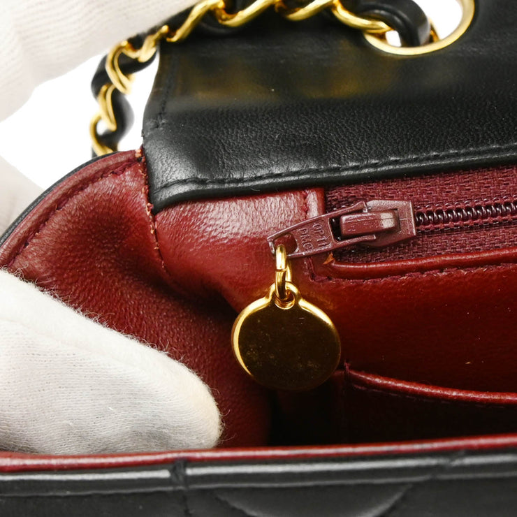 Chanel 1991-1994 Black Lambskin Medium Diana Shoulder Bag