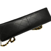 Chanel 1996-1997 Black Lambskin Jumbo Classic Flap Shoulder Bag
