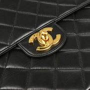 Chanel 1996-1997 Black Lambskin Jumbo Classic Flap Shoulder Bag