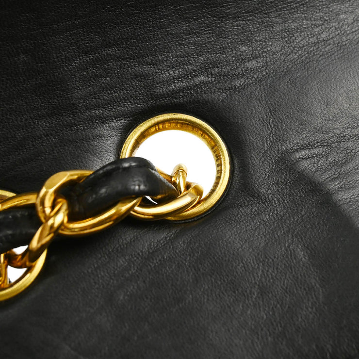 Chanel 1996-1997 Black Lambskin Jumbo Classic Flap Shoulder Bag