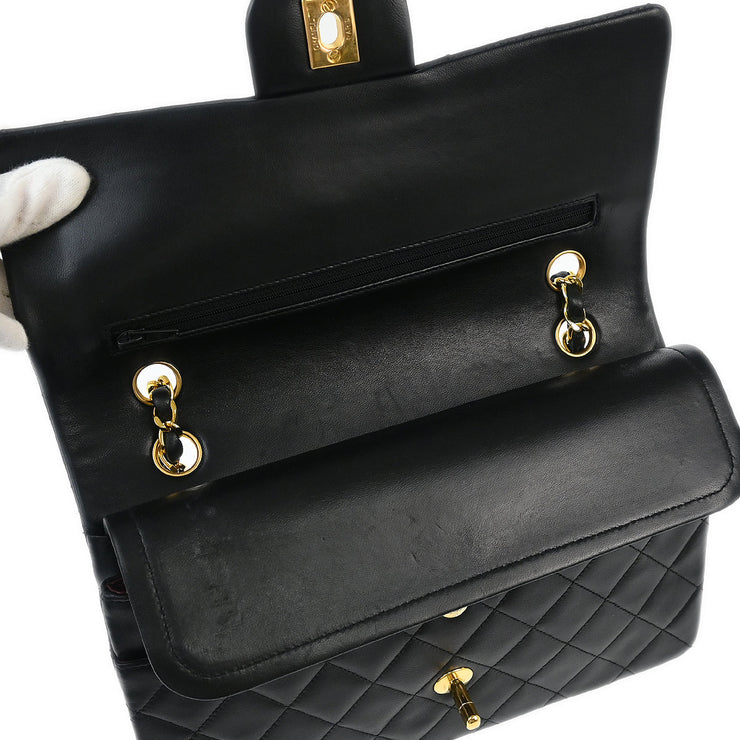Chanel Black Lambskin Medium Classic Double Flap Shoulder Bag