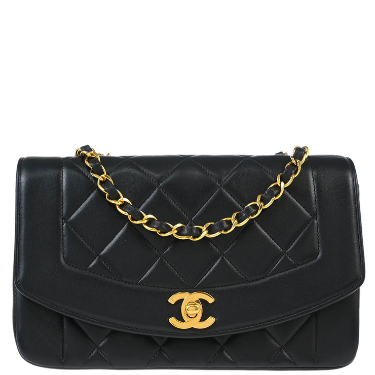 Chanel Black Lambskin Small Diana Shoulder Bag