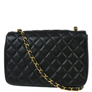 Chanel Black Lambskin Single Flap Shoulder Bag